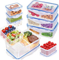 KIGI Lunch Container Set with Small Containers, 3 Compartment Food Storage for Meal Prep & Snacks, Leak-Proof & Airtight lids, BPA-free Plastic, Removable Divided Inserts, Microwave Safe, 24 Piece Set