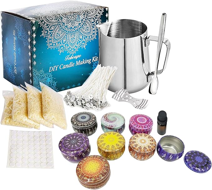 FixtureDisplays® Candle Making Kit, Soy Wax DIY Candle Craft Tools Including Wax Pouring Pot, Candle Wicks, Wicks Sticker, Wick Holder, Natural Soy Wax, Spoon, Lavender Fragrance 15281-FBA
