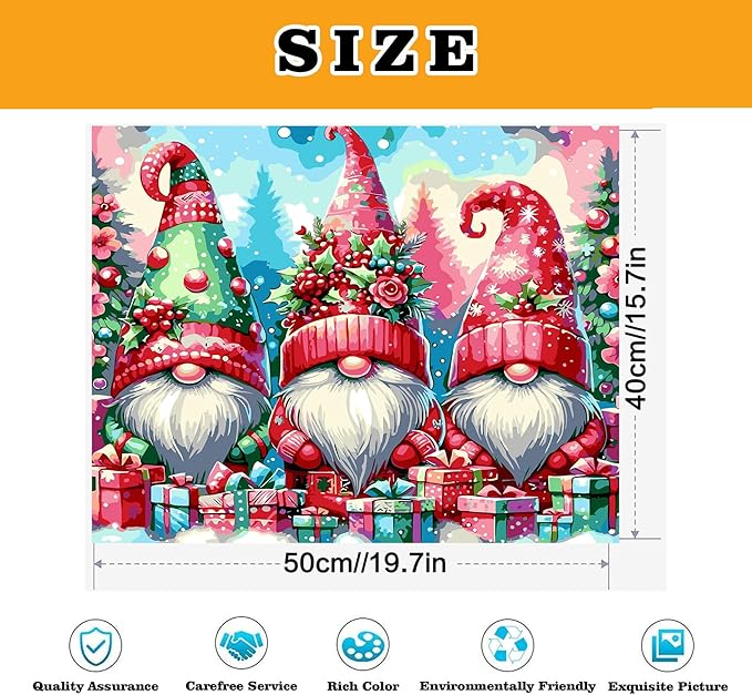 Meothan Paint by Numbers Kits for Adults Beginners- Easy Canvas Christmas Gnomes Paint by Number for Home Decor and Gifts 16X20 inch