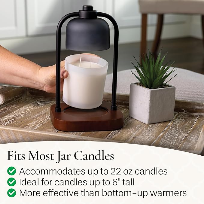 Candle Warmers ETC. Illumination Fragrance Warmer- Light-Up Warmer for Warming Scented Candle Wax Melts and Tarts or to Freshen Room, Wicker Rattan Lantern