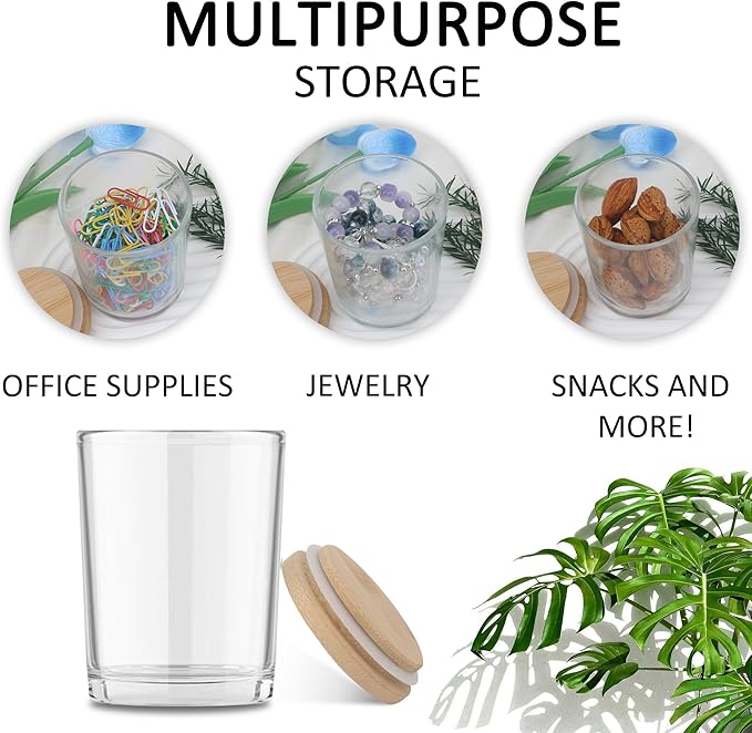 MILIVIXAY 20 Pack 7 OZ Clear Thick Glass Candle Jars with Lids - Bulk Empty Candle Jars for Making Candles - Spice, Powder Containers.