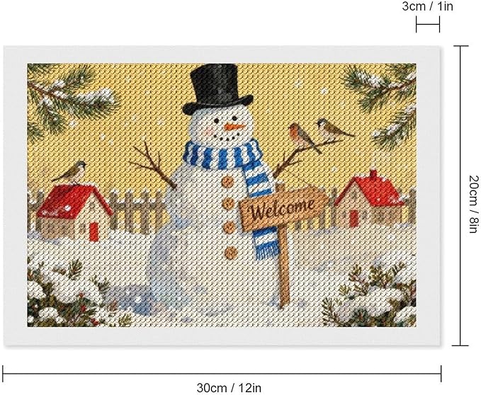 AIVKIEJK Diamond Painting Kits for Adults - Christmas Welcome Snowman Winter Christmas Painting DIY 5D Full Drill Diamond Dots Paintings with Diamonds Gem Art and Crafts Home Decor 8"x12"