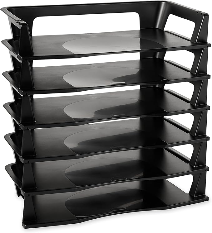 Rubbermaid Regeneration Letter Tray, Six Tier, Plastic, Black (86028)