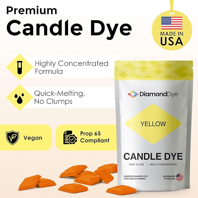 Yellow Candle Dye - Made in The USA - Premium Colorants - Highly Concentrated - Popular Colors for Paraffin or Soy Wax - Great for Professionals or Hobbyist - 25 Dye Chips