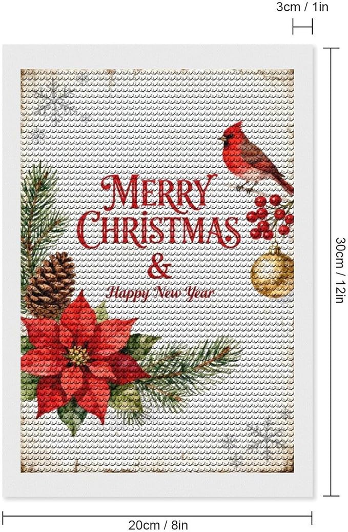 AIVKIEJK Diamond Painting Kits for Adults - Merry Christmas & Happy New Year Painting DIY 5D Full Drill Diamond Dots Paintings with Diamonds Gem Art and Crafts Home Decor 8"x12"