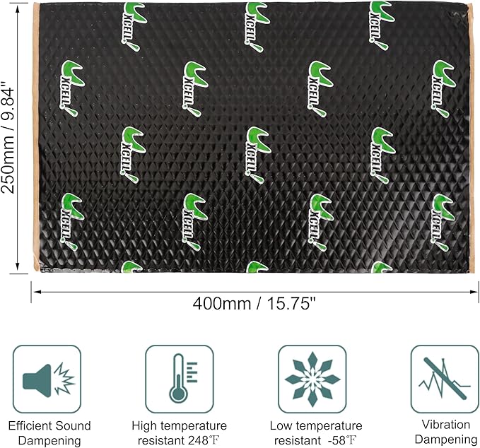 uxcell 17pcs 80mil 18sqft Car Sound Deadener Heat Insulation Mat Butyl Pad Damping Self Adhesive Deadening Material Door Roof Floor Sound Barrier Black