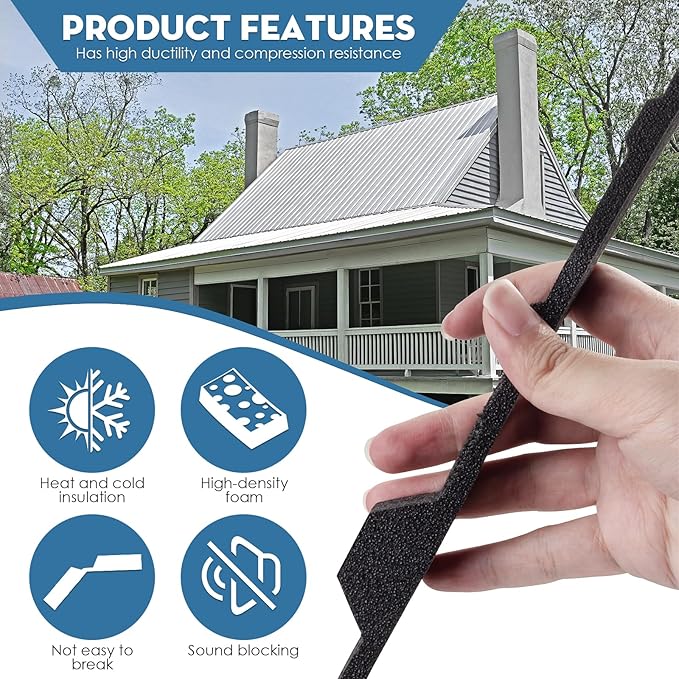 20Pcs 12 Inch Inside R Panel Foam Closure Strips Replacement for Metal Corrugated Roofing Panels -3' Long Classic Rib Profile (Inside)