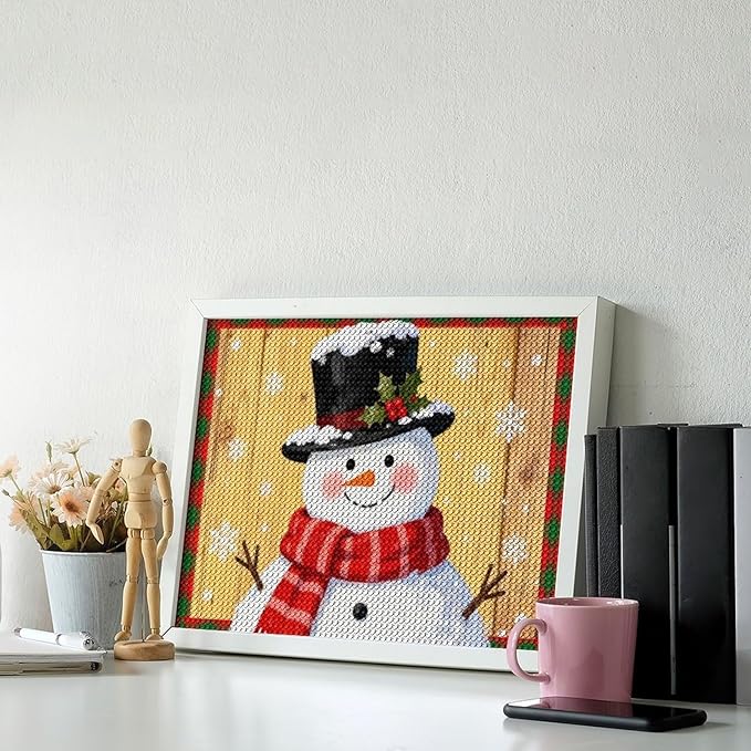 AIVKIEJK Diamond Painting Kits for Adults - Festive Snowman Red Scarf Painting DIY 5D Full Drill Diamond Dots Paintings with Diamonds Gem Art and Crafts Home Decor 12"x16"
