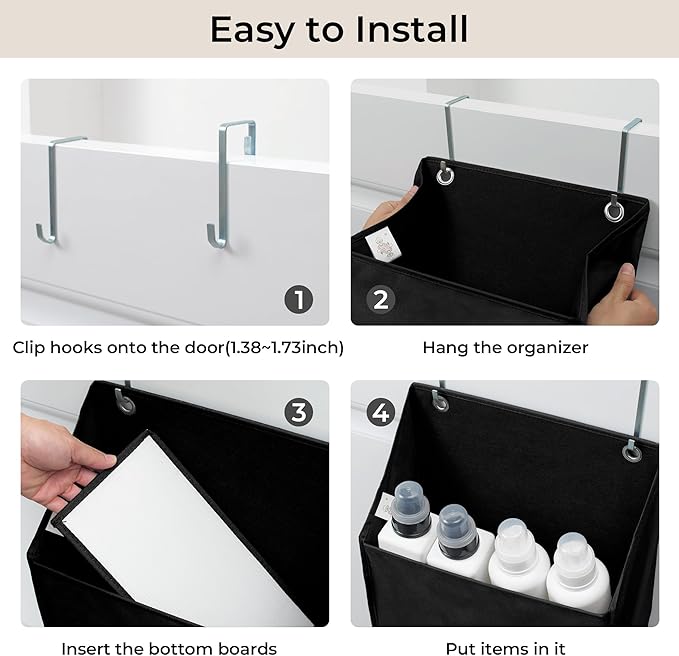 GRANNY SAYS Back of Door Organizer, 6-Shelf Detachable Over the Door Baby Organizer with 8 Pockets, Anti Tilt 40lb Large Capacity Hanging Diaper Storage for Nursery, Bedroom, Kids Room, Black