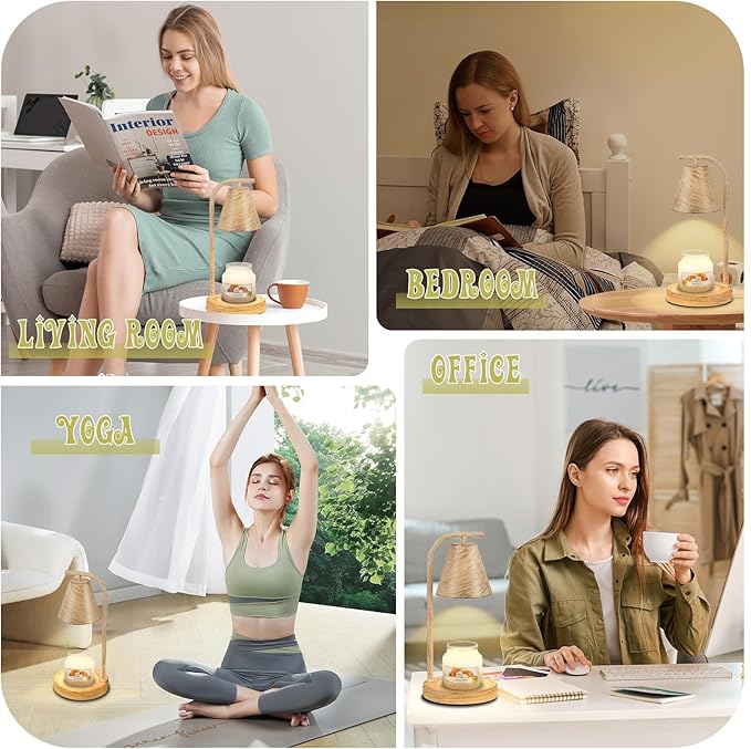 Oak Candle Warmer Lamp with Timer and Dimmer Farmhouse Electric Candle Lamps Warmer for Jar Candles Housewarming Gifts New Home Decor Gifts for Women