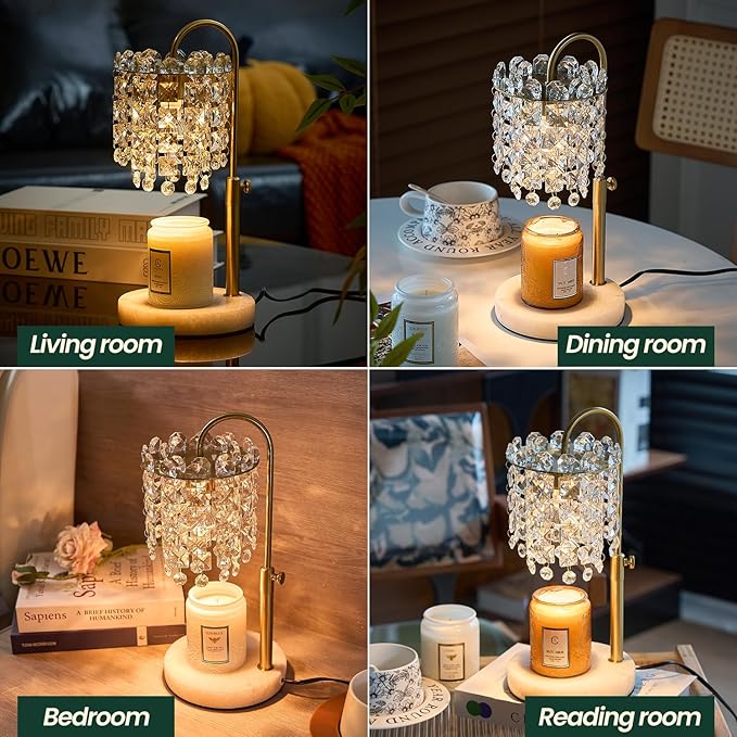 Candle Warmer Lamp with Timer Dimmer Adjustable Height for New Home Bedroom,Vintage Home Decor for Scented JaR 3 Bulbs for New Home Decor, Women Mom Christmas Birthday Gifts,Black (Gold)