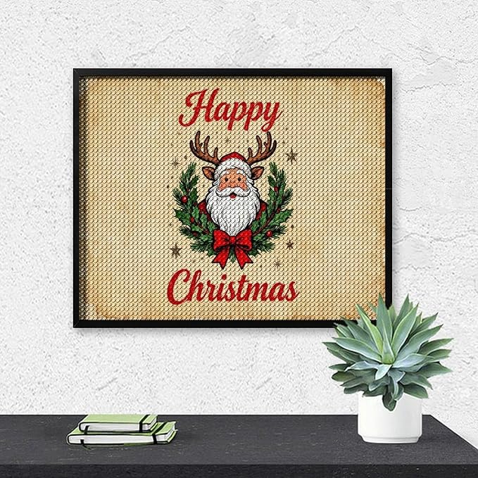 AIVKIEJK Diamond Painting Kits for Adults - Christmas Santa Claus Holly Berries & Snowflakes Painting DIY 5D Full Drill Diamond Dots Paintings with Diamonds Gem Art and Crafts Home Decor 16"x20"