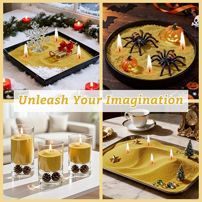 Sukh Gold Snow Pearled-Candles with Wicks - DIY Candle Sand,Sand Wax with Wicks,Wax,Refillable for Making,Weddings,Partie (Gold)