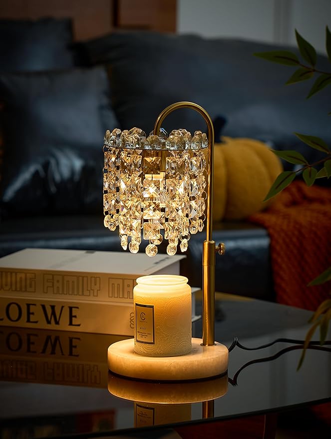 Candle Warmer Lamp with Timer Dimmer Adjustable Height for New Home Bedroom,Vintage Home Decor for Scented JaR 3 Bulbs for New Home Decor, Women Mom Christmas Birthday Gifts,Black (Gold)