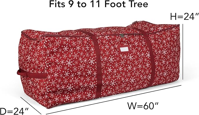 Covermates Keepsakes Christmas Tree Cinch Bag – Durable Polyester Tree Storage with Reinforced Handles & Built-in Cinch Straps – Trees, Lights & Holiday Décor, Red Snowflake