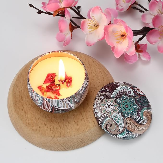 Aromatherapy Candle Gift Set 4 Pack Soy Wax Candles, Lavender, Lemon, Vanilla & White Peach Long-Lasting Clean Burn for Relaxation, Home Decor & Travel, Mother's Day