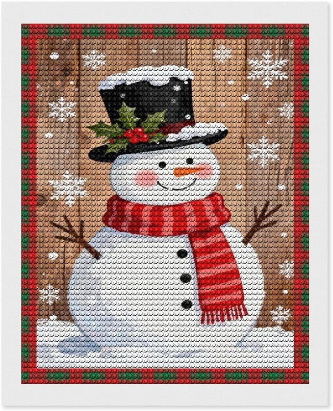 AIVKIEJK Diamond Painting Kits for Adults - Festive Snowman Red Scarf Painting DIY 5D Full Drill Diamond Dots Paintings with Diamonds Gem Art and Crafts Home Decor 16"x20"