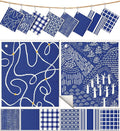 Miss Adola 8 Pack Reusable Kitchen Swedish Dishcloths for Washing Dishes Cloths Absorbent Fast Drying Cleaning Sponge Cute Decorate Washable Swedish Towels, Blue Line