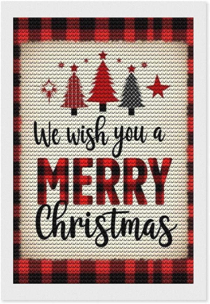 AIVKIEJK Diamond Painting Kits for Adults - Merry Christmas Welcome Painting DIY 5D Full Drill Diamond Dots Paintings with Diamonds Gem Art and Crafts Home Decor 8"x12"