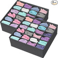 Simple Houseware 2 Pack Closet Sock Organizer, 24 Cell Drawer Divider, Dark Gray