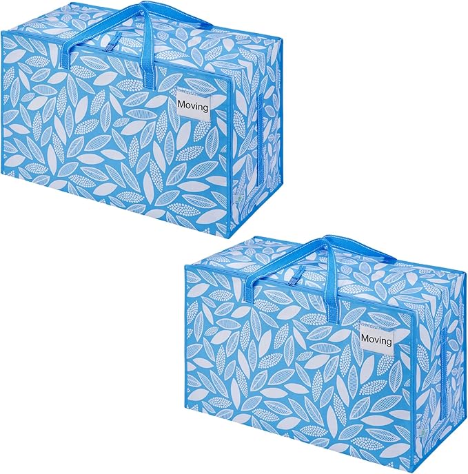 VENO 2 Pack Extra Large Heavy Duty Moving Bags with Wide Opening & Reinforced Handles, Reusable Storage Tote Bags with Strong Zippers for Clothes, College Dorm Essentials & Moving Supplies