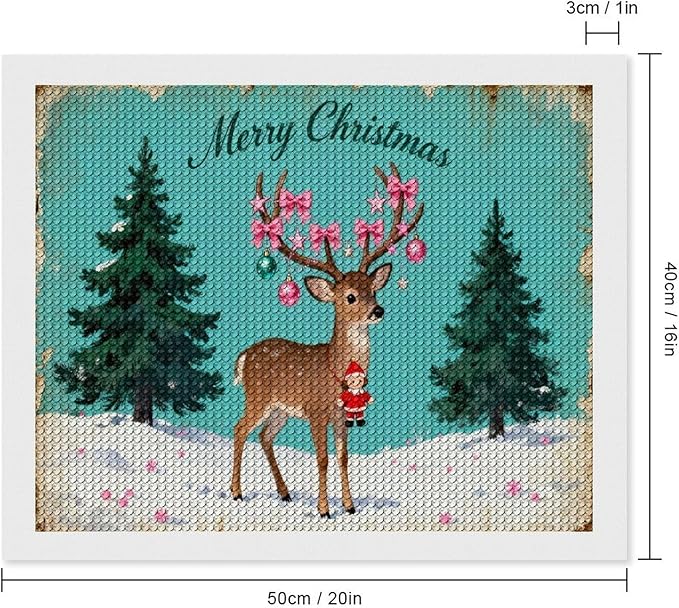 AIVKIEJK Diamond Painting Kits for Adults - Merry Pink Christmas Santa Deer & Tree Painting DIY 5D Full Drill Diamond Dots Paintings with Diamonds Gem Art and Crafts Home Decor 16"x20"