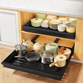 Pull out Cabinet Organizer, 1-Pack Expandable(13.6"-24") Silde out Drawers with Raising Pad for Framed Cabinets, Adjustable Full-Extension Adhesive Roll out Shelves for Kitchen Pantry Home Pot and Pan