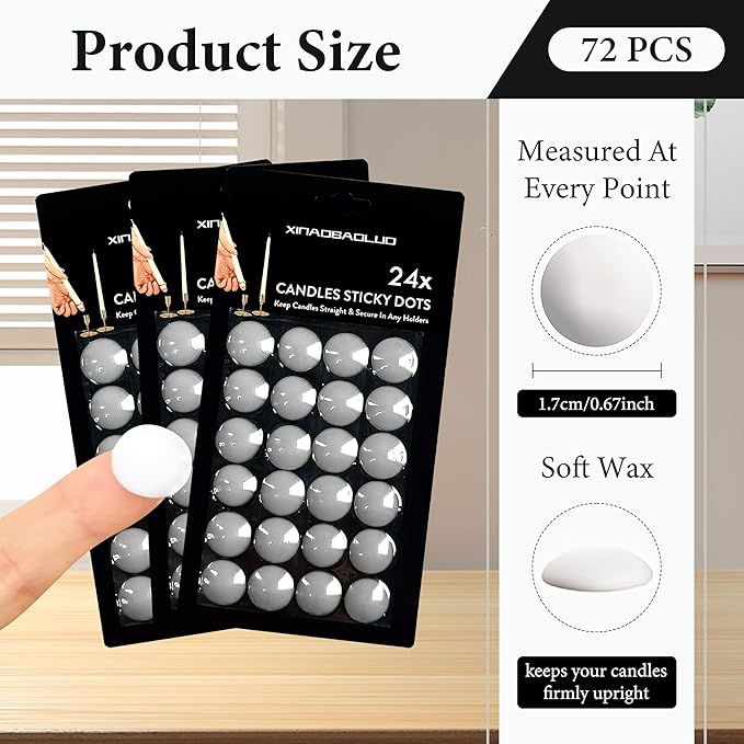 Candle Sticky Dots-White Candle Accessories- 72 Dots