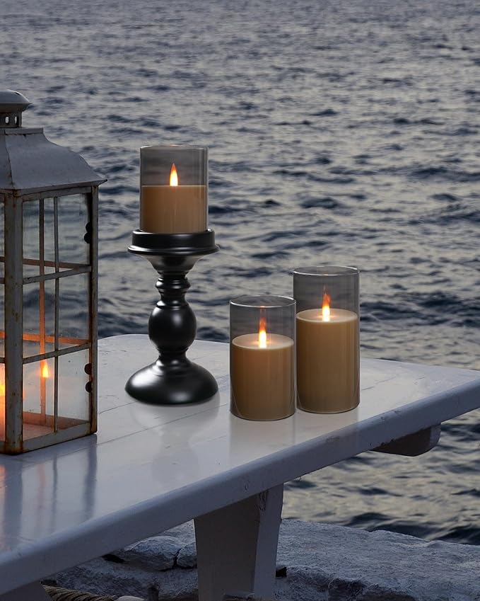 Da by Rechargeable Flameless Candle, Type-c Rechargeable Battery Candlewith Remote Control and Timer Function,Set of 3,can Last up to 240 Hours. A Wick Like a Flame. (Save 220 AA Batteries per Year).