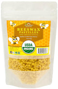 US Organic Beeswax 100% Pure Yellow Pastilles, USDA Certified, for DIY Candle, Lip Balm, Body Cream, Lotion, Deodorant, Crayon, and Many More uses. 4 oz (Small)
