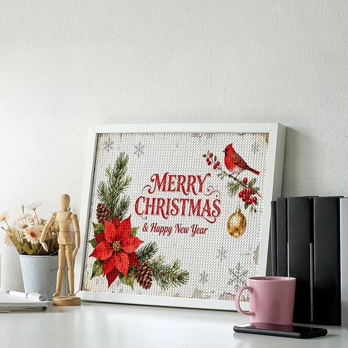 AIVKIEJK Diamond Painting Kits for Adults - Merry Christmas & Happy New Year Painting DIY 5D Full Drill Diamond Dots Paintings with Diamonds Gem Art and Crafts Home Decor 16"x20"