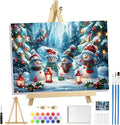 MOGTAA Christmas Paint by Numbers Kit for Adults Beginners with Frame, Snowman Adult Paint by Number Kits on Canvas with Easel, Easy DIY Xmas Winter Oil Painting Kits for Home Decor, 8x12in
