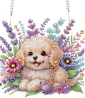AiYuanzsh 5D Diamond Painting Hanging Pendant Kit with Chain, Cute Dog DIY Crystal Rhinestone Diamond Art Suncatcher Ornament for Window, Door, Wall, Home Decor Gift (25.2x23.8 cm)