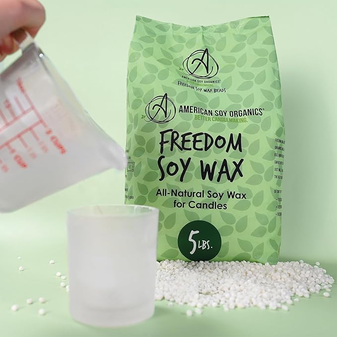 American Soy Organics Freedom Soy Wax Beads for Candle Making - Natural Candle Making Supplies - Paraffin-Free, Beeswax-Free Candle Wax for Container Candles, Tealights and Wax Melts, 5 lbs