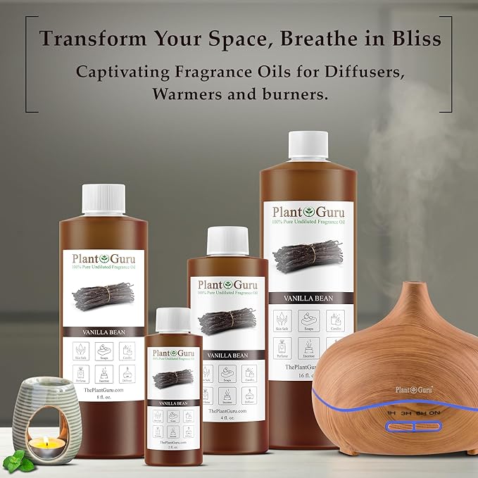 Vanilla Bean Fragrance Oil 4 fl. oz. Scented Oil for DIY Soap Making, Candles, Bath Bombs, Body Butters. Used in Aromatherapy Diffusers, Burners and Warmers. Great Addition to Lotions and Creams.