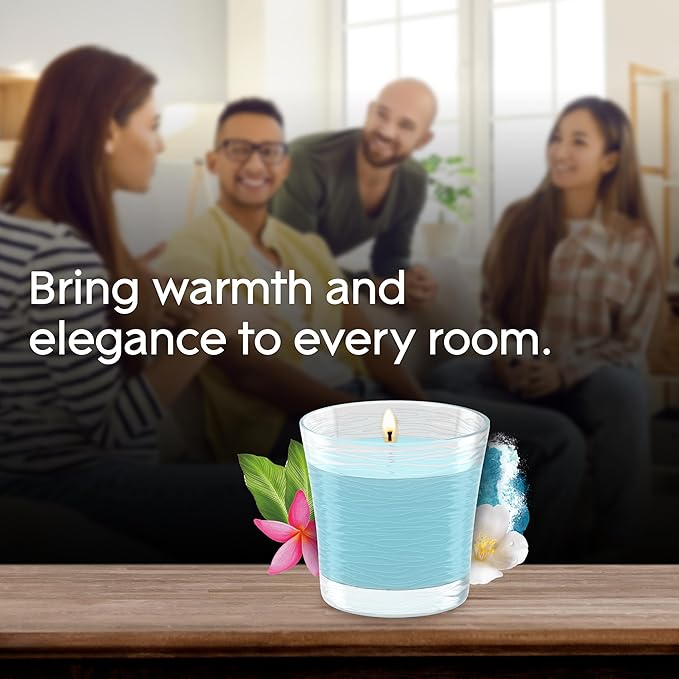 Glade 1-Wick Scented Candle Jar, Aqua Waves, Air Freshener Infused with Essential Oils, 4.08 Oz, 2 Count