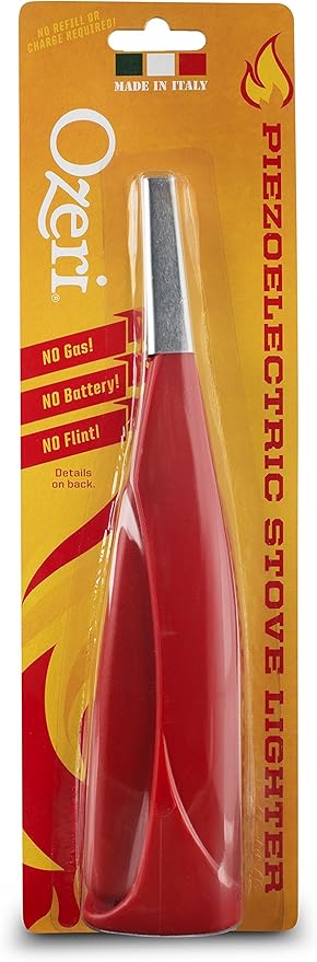 Ozeri Piezoelectric Stove Lighter, Flameless, Red