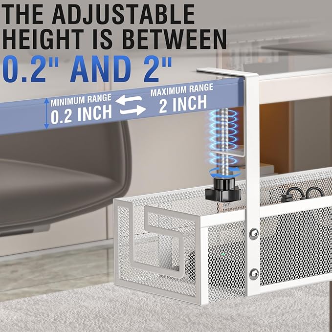 Under Desk Cable Management Tray, GZOKMOG 15.75" No Drill Cable Management Under Desk, Heavy Duty Metal Cord Organizer, Home Office Wire Management for Standing/Gaming Desk, 1 Pack White