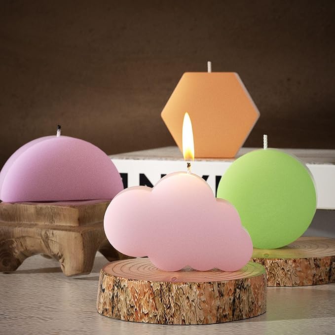 6 Pack Candle Molds for Candle Making, Moldes para Velas, Geometric Figure Silicone Candle Molds for DIY Scented Candle, Soy Wax, Cake, Soap, Resin Casting Craft Making