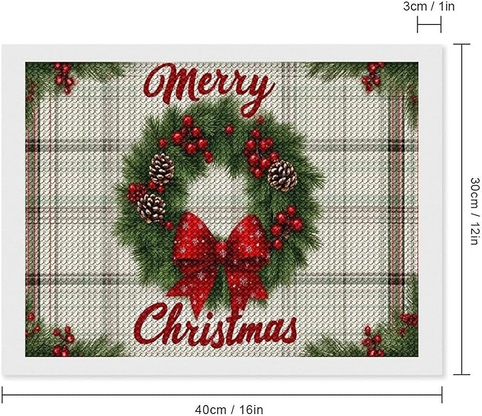 AIVKIEJK Diamond Painting Kits for Adults - Red Bow & Green Leaves Merry Christmas Painting DIY 5D Full Drill Diamond Dots Paintings with Diamonds Gem Art and Crafts Home Decor 12"x16"