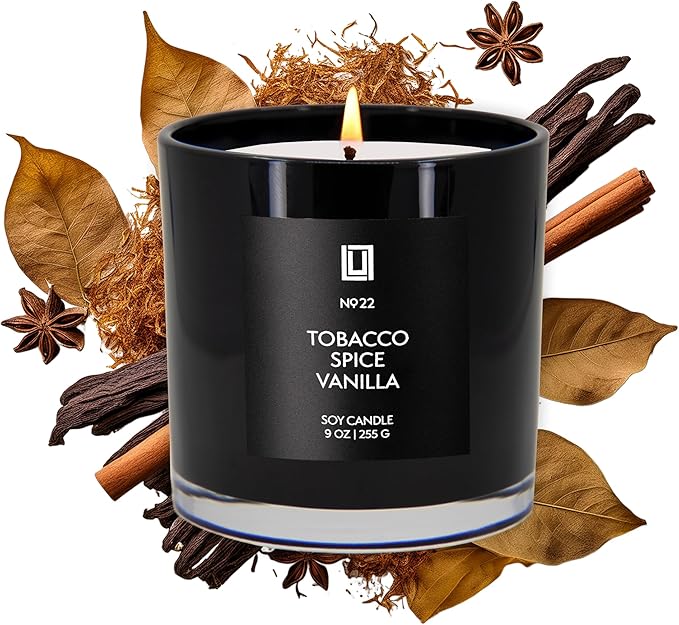 Lulu Candles | Tobacco, Spice & Vanilla | Luxury Scented Soy Jar Candle | Hand Poured in The USA | Highly Scented & Long Lasting (9 Oz.)
