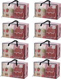 VENO 8 Pack Clear Extra Large Moving Bags & Storage Totes, Heavy Duty Organizer with Reinforced Handles & Strong Zippers for Clothes, College Dorm Essentials, Moving Supplies