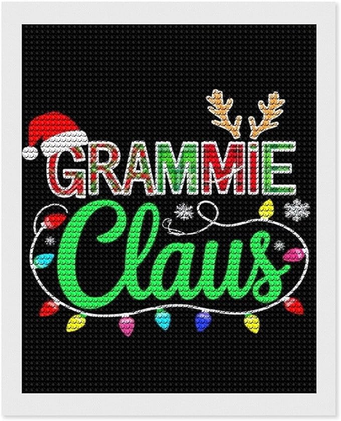 AIVKIEJK Diamond Painting Kits for Adults - Grammie Claus Grandma Christmas Xmas Painting DIY 5D Full Drill Diamond Dots Paintings with Diamonds Gem Art and Crafts Home Decor 16"x20"