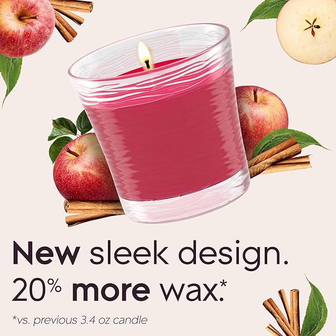 Glade 1-Wick Scented Candle Jar, Apple Cinnamon, Air Freshener Infused with Essential Oils, 4.08 Oz, 2 Count