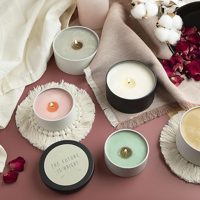 Hearth & Harbor Tin Candle Jars for Making Candles - DIY Candle Containers with Lids - Metal Candle Jars - Bulk Tins Storage for Candle - (12 Pieces) - (8 Ounces) - Solid Black and White