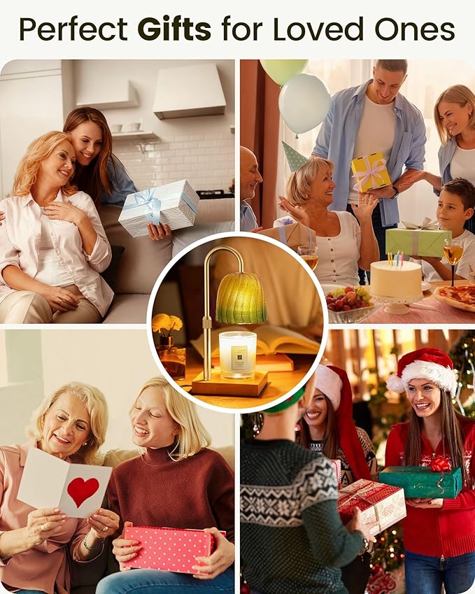 Glocusent Candle Warmer Lamp with Timer Dimmable, Height Adjustable, Christmas Birthday Gifts for Women Mom Sister, Electric Wax Melt Warmer for Jar Candles, House Warming, Room Home Office Decor