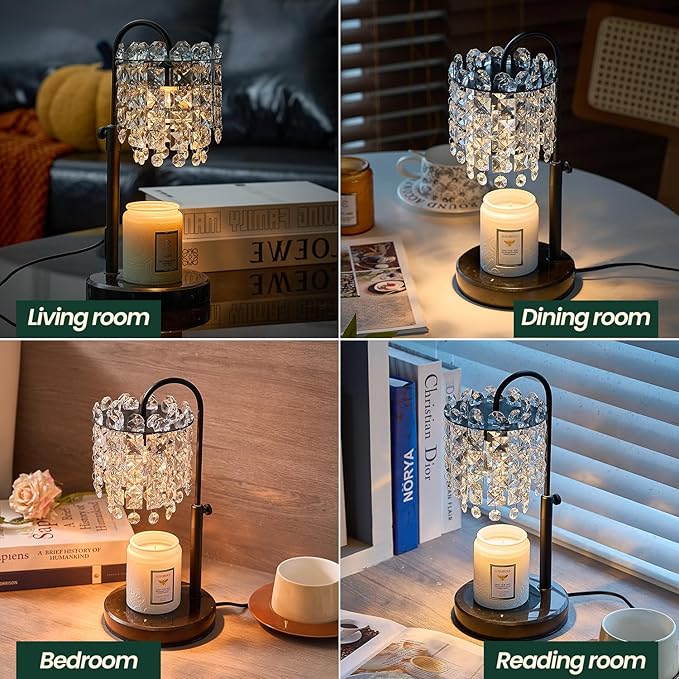 Candle Warmer Lamp with Timer Dimmer Adjustable Height for New Home Bedroom,Vintage Home Decor for Scented JaR 3 Bulbs for New Home Decor, Women Mom Christmas Birthday Gifts,Black (Black)