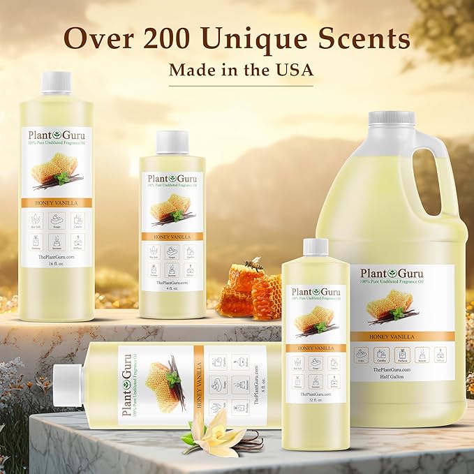 Honey Vanilla Fragrance Oil 4 fl. oz. Scented Oil for DIY Soap Making, Candles, Bath Bombs, Body Butters. Used in Aromatherapy Diffusers, Burners and Warmers. Great Addition to Lotions and Creams.