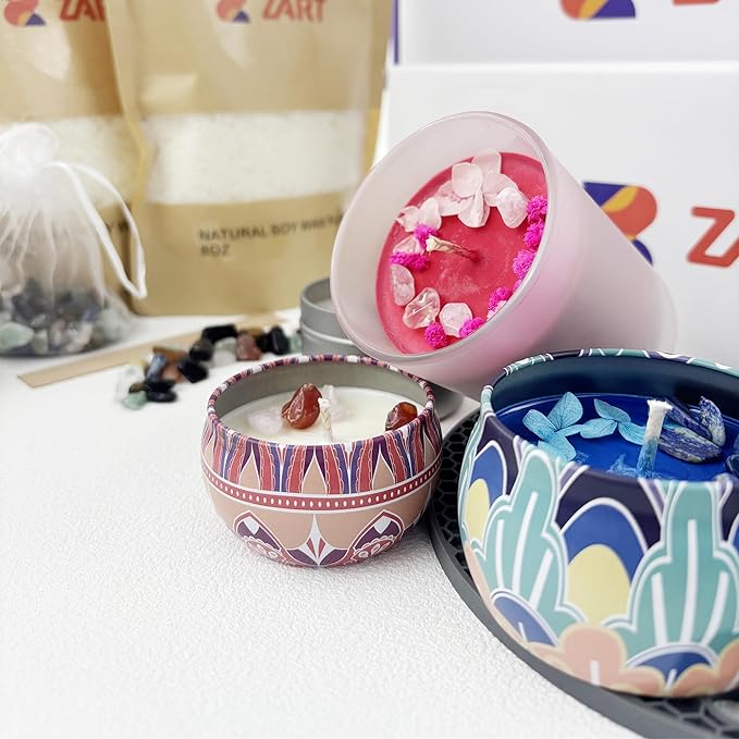 ZART Candle Making Kit for Adults, DIY Starter Soy Candle Making Supplies, Accessories with Soy Wax, Essential Oil, Wicks, Wax Melting Pot, Moulds, Candle Jars