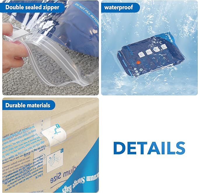 24 Pack Vacuum Storage Bags With Electric Pump, Space Saver Sealer Bags,Vacuum seal bags for clothing, Pillows, Comforters, Blankets, Bedding,Travel,
